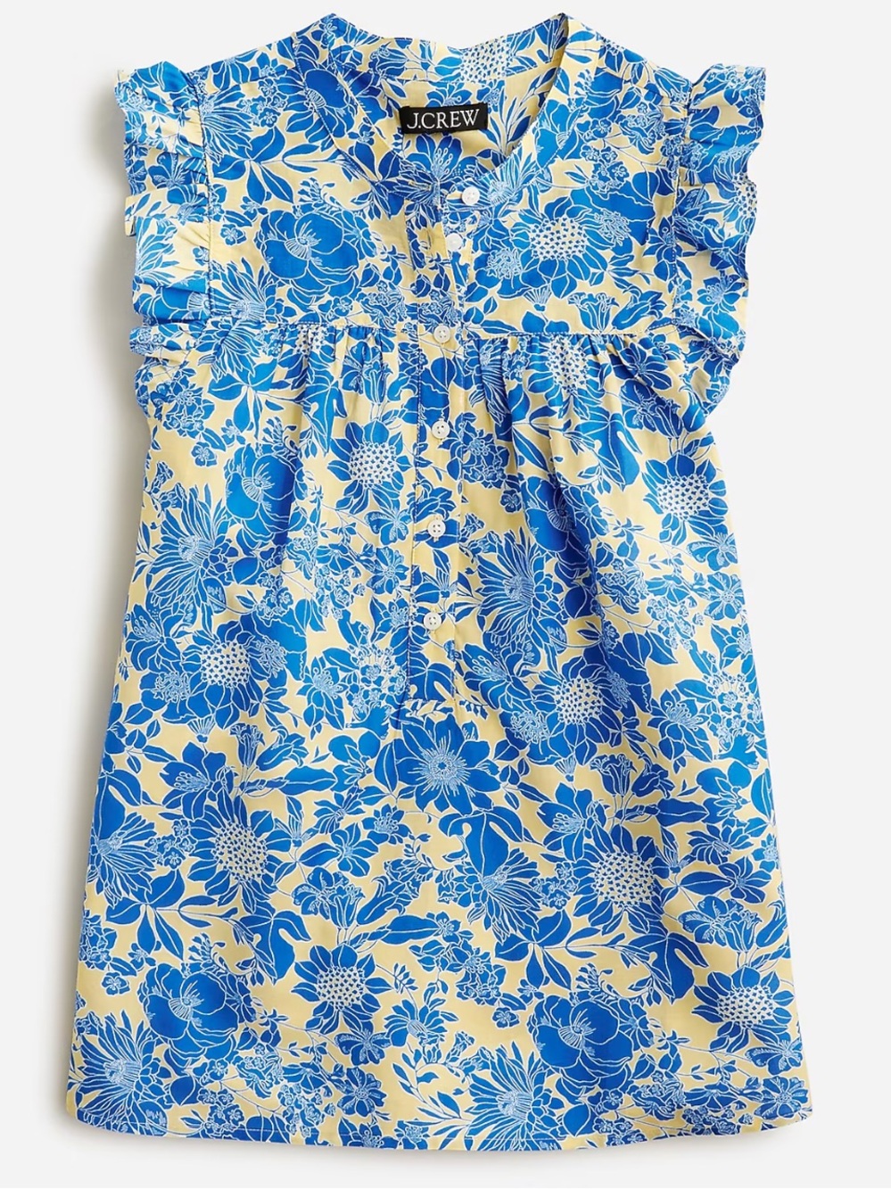 J. Crew Sleeveless Ruffle-Trim Top in Blie Floral